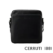 【Cerruti 1881】限量2折 義大利頂級小牛皮側背包肩背包 全新專櫃展示品(黑色 CEBO06532M)