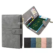 樂遊私旅 RFID防盜刷 皮革護照機票夾/證件護照包 收納零錢包 煙青藍