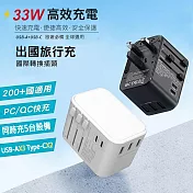 CITY 33W 出國萬用充電器 全球通用萬能轉換插頭(2USB-C+3USB-A ) 休閒灰