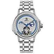 Bruboses 巴伯思 BS007G 銀狐騎士系列 日月星辰 夜光指針 機械 腕錶