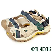 【GREEN PHOENIX】女 溯溪鞋 運動涼鞋 護趾涼鞋 戶外機能 防踢 吸震 沾黏式 EU35 綠色