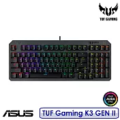 【送原廠ROG電競滑鼠墊】ASUS 華碩 TUF Gaming K3 GEN II 機械式電競鍵盤 (中文/ABS鍵帽) 青軸