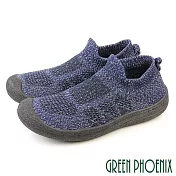 【GREEN PHOENIX】女 男 休閒鞋 溯溪鞋 戶外 防踢 輕量 襪套 平底 透氣 一體成型 EU37 藍色
