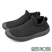 【GREEN PHOENIX】女 男 休閒鞋 溯溪鞋 戶外 防踢 輕量 襪套 平底 透氣 一體成型 EU41 黑色