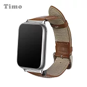 【Timo】小米手環9 Pro/8 Pro專用 經典平紋真皮替換錶帶 棕色