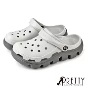 【Pretty】男女 女大尺碼 洞洞鞋 雨鞋 拖鞋 涼鞋 兩穿式 防水 輕量 厚底 US4 灰色
