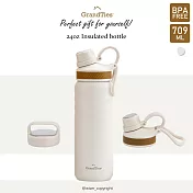 【GrandTies】雙蓋寬口709ML真空不鏽鋼保溫瓶/保溫杯(野餐/運動/保冷/保溫)- 象牙白