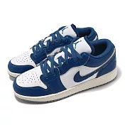 Nike 休閒鞋 Air Jordan 1 Low GS 大童 女鞋 軍藍 白 AJ1 低筒 FN9137-141