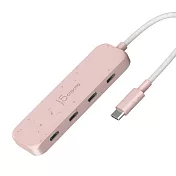 j5create 環保材質 USB-C® Gen2 轉四埠 Type-C 高速集線器_JCH345E 晚霞粉