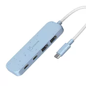 j5create 環保材質 USB-C® Gen2 轉四埠 Type-A / Type-C 高速集線器_JCH342E 清新藍