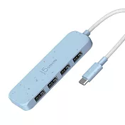 j5create 環保材質 USB-C® Gen2 轉四埠 Type-A 高速集線器_JCH341E 清新藍