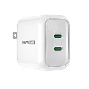 j5create USB-C 雙孔 40W 氮化鎵GaN 迷你PD智慧型極速電源供應器 JUP2540 WC自然白