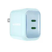 j5create USB-C 雙孔 40W 氮化鎵GaN 迷你PD智慧型極速電源供應器 JUP2540 CC清新藍