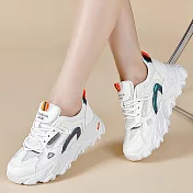 【Amoscova】拚色厚底休閒鞋(1718) EU37 白色