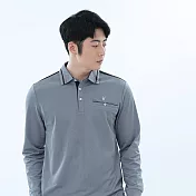 【遊遍天下】男款抗UV吸濕排汗機能長袖POLO衫 (M-5L 大尺碼)(GL1039) XL 灰色