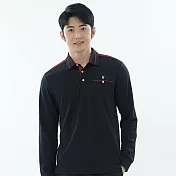 【遊遍天下】男款抗UV吸濕排汗機能長袖POLO衫(M-5L 大尺碼) (GL1039) XL 黑色