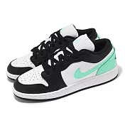 Nike 休閒鞋 Air Jordan 1 Low GS 大童 女鞋 白 黑 綠 皮革 AJ1 553560-131