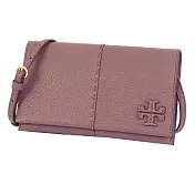 Tory burch 拼接皮革翻蓋斜揹包-薰衣草紫