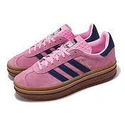 adidas 休閒鞋 Gazelle Bold W 女鞋 粉紅 藍 厚底 膠底 復古 麂皮 愛迪達 H06122 22cm PINK/NAVY