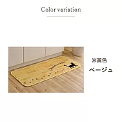 【IKEHIKO】日式黑貓圖案廚房地墊50x120cm(吸水防油踏墊 地墊 踏墊 腳踏地毯/9036642) 米黃色S1