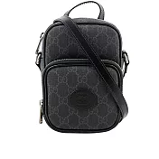 GUCCI Interlocking G 標誌迷你拉鍊二用包 (黑灰色)