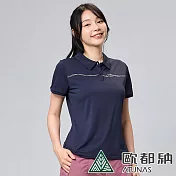 【ATUNAS 歐都納】女款ATUNAS-TEX短袖POLO衫A2PS2416W/防曬/快乾/吸濕/排汗 L 藍黑