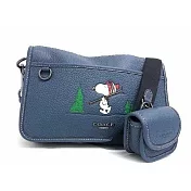 COACH SNOOPY聯名皮革翻蓋斜背包-藍色