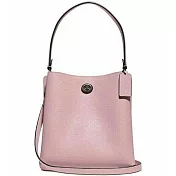 COACH 素面皮革水桶包-粉