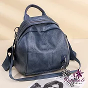 【iSPurple】黑白小熊＊肩背兩用貝殼後背包/ 藍