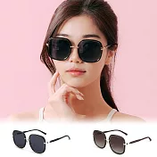 【ALEGANT】韓流時尚微方圓弧設計墨鏡/UV400太陽眼鏡 原野黑