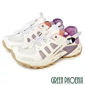 【GREEN PHOENIX】女 溯溪鞋 登山鞋 休閒鞋 排水 排水系統 護趾 防踢 束帶 透氣 EU39 白紫色