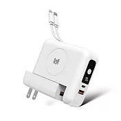 [野一夏]三合一無線快充行動電源｜10000mAh 22.5W PD快充 無線充電+插頭+充電線  -白色