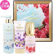 【福利品】Cle de Peau Beaute 肌膚之鑰 花漾光采奢寵禮盒(珍稀膠囊精粹40ml+潔膚液190ml+護手霜75ml)(無封膜版)(公司貨)