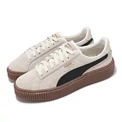 Puma 休閒鞋 Suede Platform Double FS Wns 女鞋 象牙白 黑 麂皮 膠底 板鞋 39522503