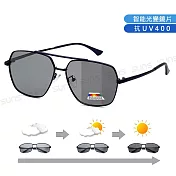 【SUNS】UV400智能感光變色偏光墨鏡 時尚飛行員鏡框 男女適用 防眩光/遮陽/全天候適用/抗UV400