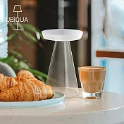 【義大利UBIQUA】Torus Glass 秘境幽浮USB充電式玻璃座桌燈- 經典白