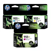 HP 【3彩】原廠高容量三色彩色墨水匣955XL(L0S66AA/L0S63AA/L0S69AA)