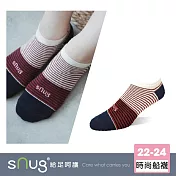 【sNug十秒除臭襪】時尚船襪單雙-條紋棗紅/偶像劇熱賣款/頂級天然棉日本除臭科技/MIT微笑標章認證/淺口/船型/台灣製/ 條紋棗紅22-24