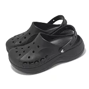 Crocs 洞洞鞋 Baya Platform Clog 女鞋 黑 貝雅雲彩克駱格 厚底 增高 卡駱馳 208186001 22cm BLACK