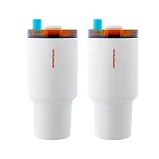[CookPower 鍋寶] 珍珠粗吸管陶瓷隨行杯900ml 買1送1(3色選) 奶油裸杏2入組