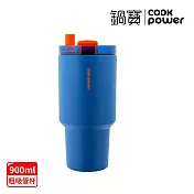 [CookPower 鍋寶] 珍珠粗吸管陶瓷隨行杯900ml 3色選 普魯士藍