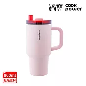[CookPower 鍋寶] 珍珠粗吸管陶瓷隨行手把杯900ml 3色選 愛戀粉