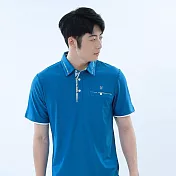【遊遍天下】男款抗UV吸濕排汗機能格紋POLO衫(GS1017) M 藍色