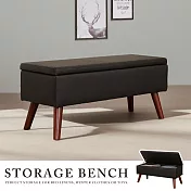 Homelike 喜家居掀蓋皮革收納椅凳-星辰黑(2407)