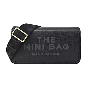 MARC JACOBS THE LEATHER 荔枝紋翻蓋斜揹包-迷你/ 黑