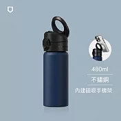 犀牛盾 AquaStand磁吸水壺 - 不鏽鋼保溫杯/保溫瓶 480ml (無吸管) MagSafe兼容支架運動水壺 - 子夜藍