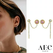 AEC PARIS 巴黎品牌 白鑽紫水晶耳環 金色小垂墜耳環 DROP EARRINGS CHLORIS
