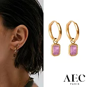 AEC PARIS 巴黎品牌 紫水晶耳環 金色小圓耳環 DROP EARRINGS ARINNA