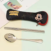 【迪士尼 Disney】迪士尼輕便餐具兩件組 環保筷匙 米奇