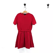 TiDi × ViF 大女童紅色針織拼接洋裝/長版上衣 120CM 紅色